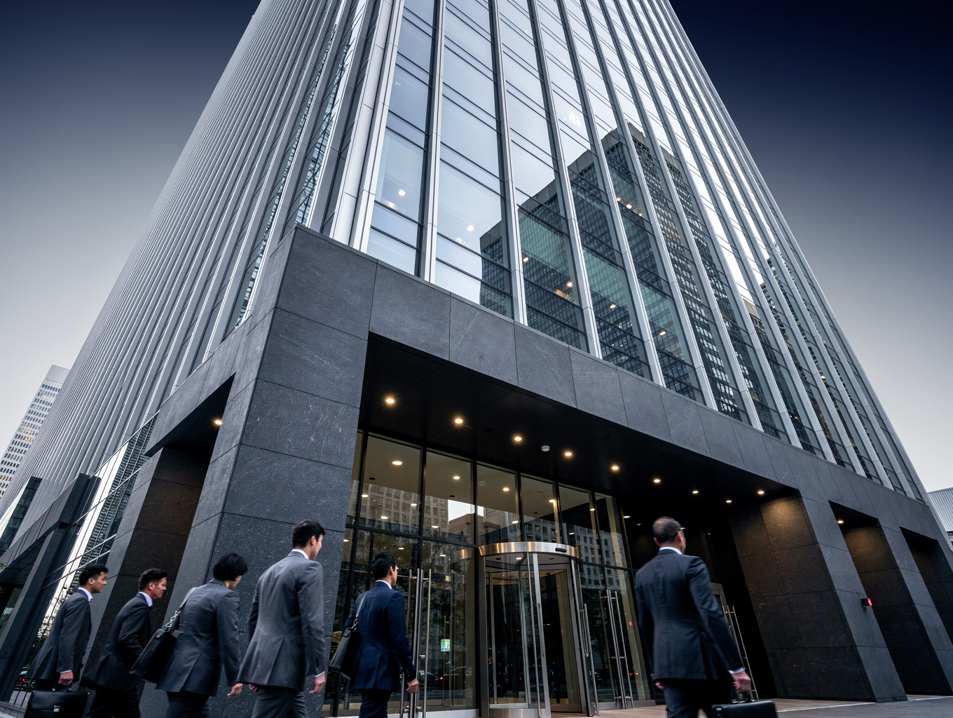 Modern glass architecture reflecting corporate legal authority